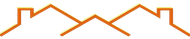 Disegno di case stilizzate con linee arancioni.