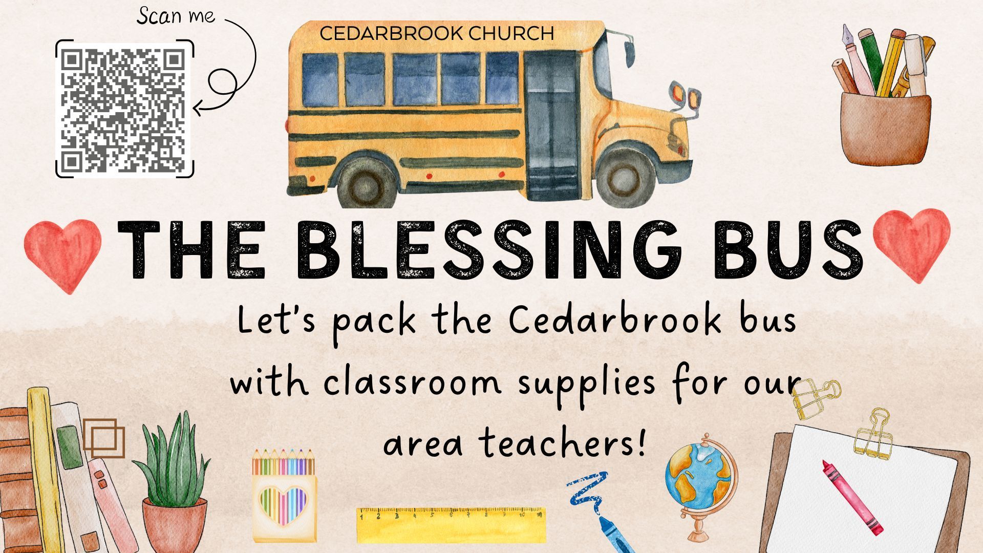 A yellow school bus with the words `` the blessing bus '' on it