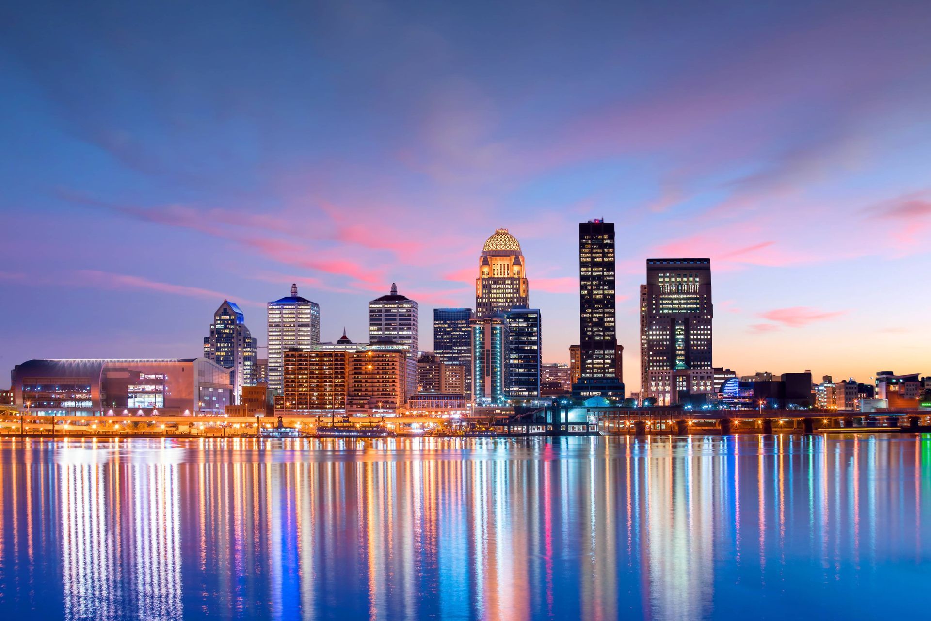 A view of the downtown Louisville skyline near Louisville, Kentucky (KY)
