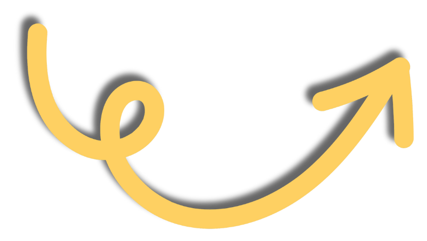 Yellow curved arrow with a loop and upward-pointing arrowhead on a white background
