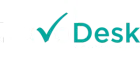 Teal checkmark next to the word “Desk” on a white background