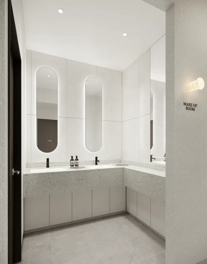 Powder room for freshening up after treatment at Art of Shine Clinic Busan