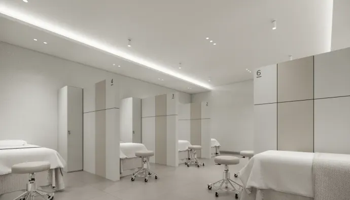 Treatment room at Art of Shine Clinic, skin clinic in Busan