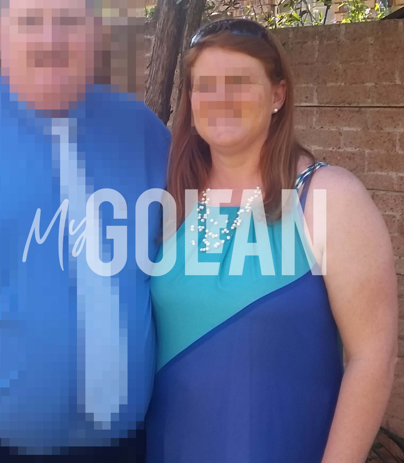 A blurry picture of a man and a woman with the words my golean on the bottom