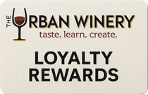 The Urban Winery loyalty rewards card with logo and tagline on a cream background