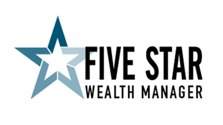 Logo for Five Star Wealth Manager: blue star graphic with company name.