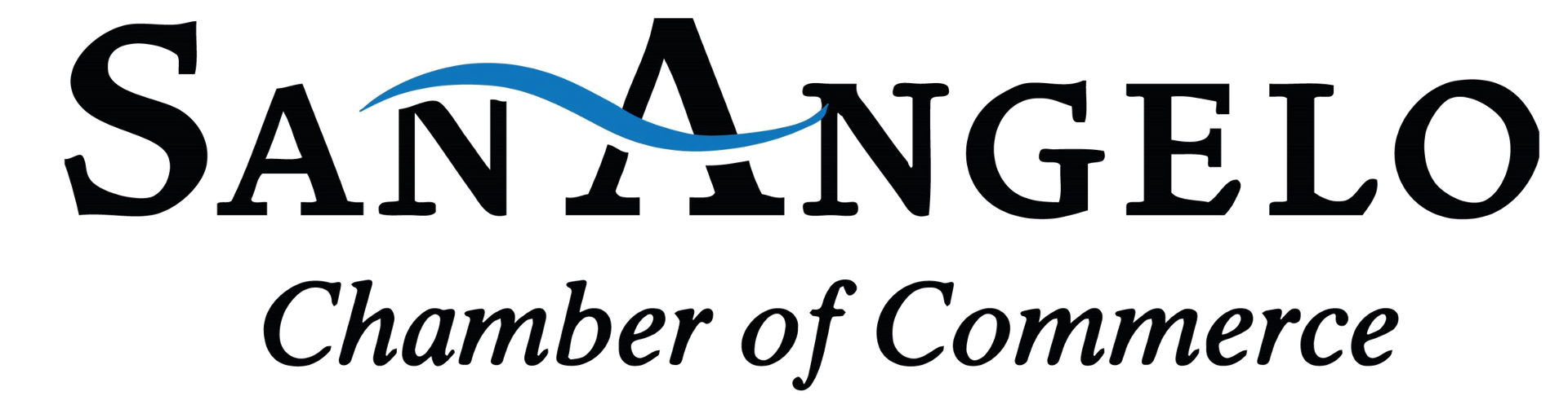 San Angelo Chamber of Commerce logo with blue wave over the