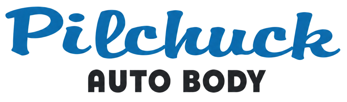 Pilchuck Auto Body logo in blue and black text on a white background
