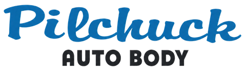 Pilchuck Auto Body logo in blue and black text on a white background