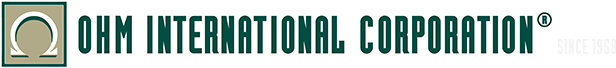 OHM International Corporation logo in green text with a circular emblem on a light background