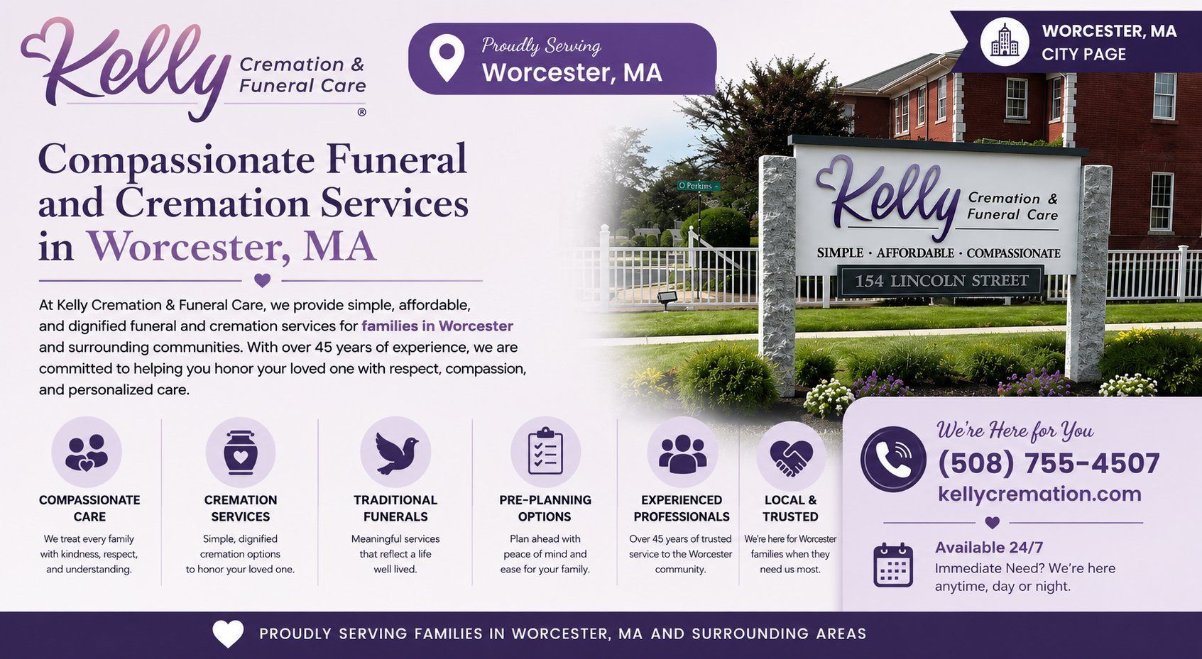 Kelly Cremation & Funeral Care provides compassionate funeral and cremation services in Worcester, MA, offering personalized support, planning, and care.