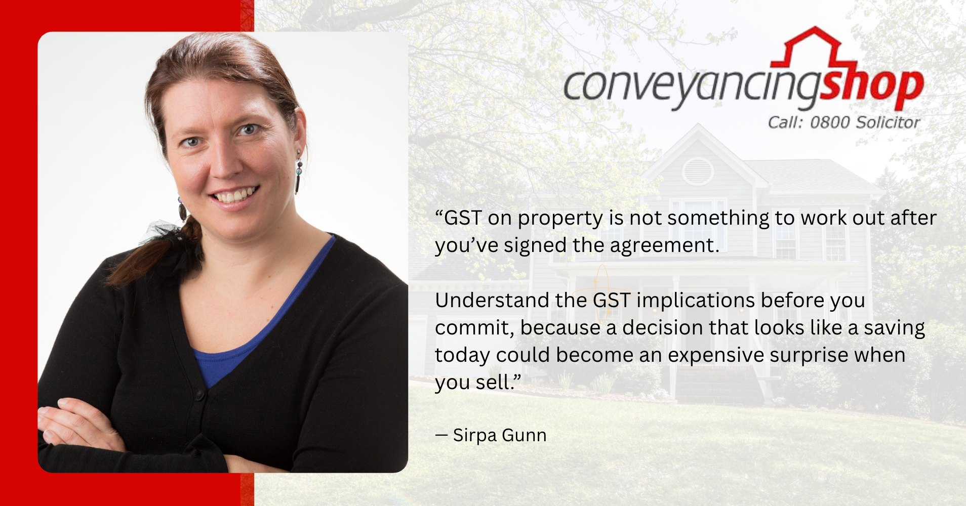 Headshot of Sirpa Gunn and a quote by her about GST on proper