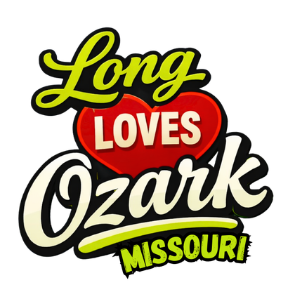 Long Loves Ozark Missouri logo in black, red, white, and neon green