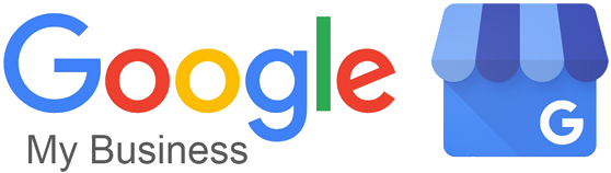 Google My Business logo with blue storefront icon and multicolor Google wordmark