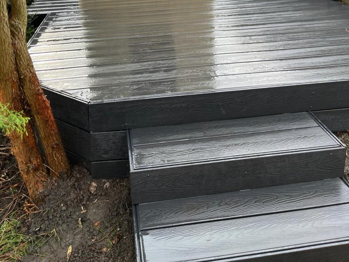 J&Z Fencing composite decking with steps in Wenvoe