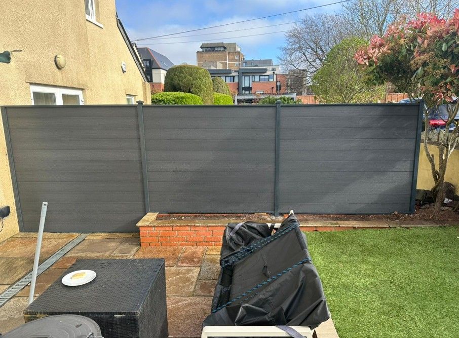 Anthracite grey composite fencing with aluminium posts installed in Pontcanna, Cardiff by J&Z Fencing