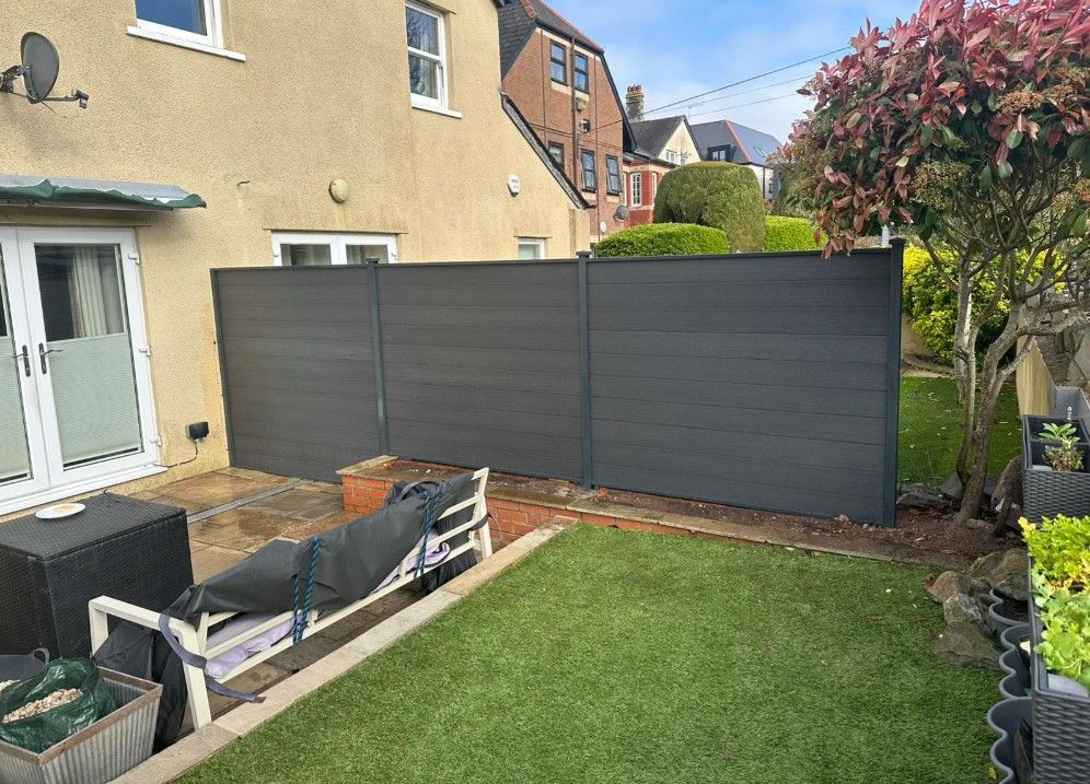 Grey composite fencing installed in Pontcanna, Cardiff by J&Z Fencing
