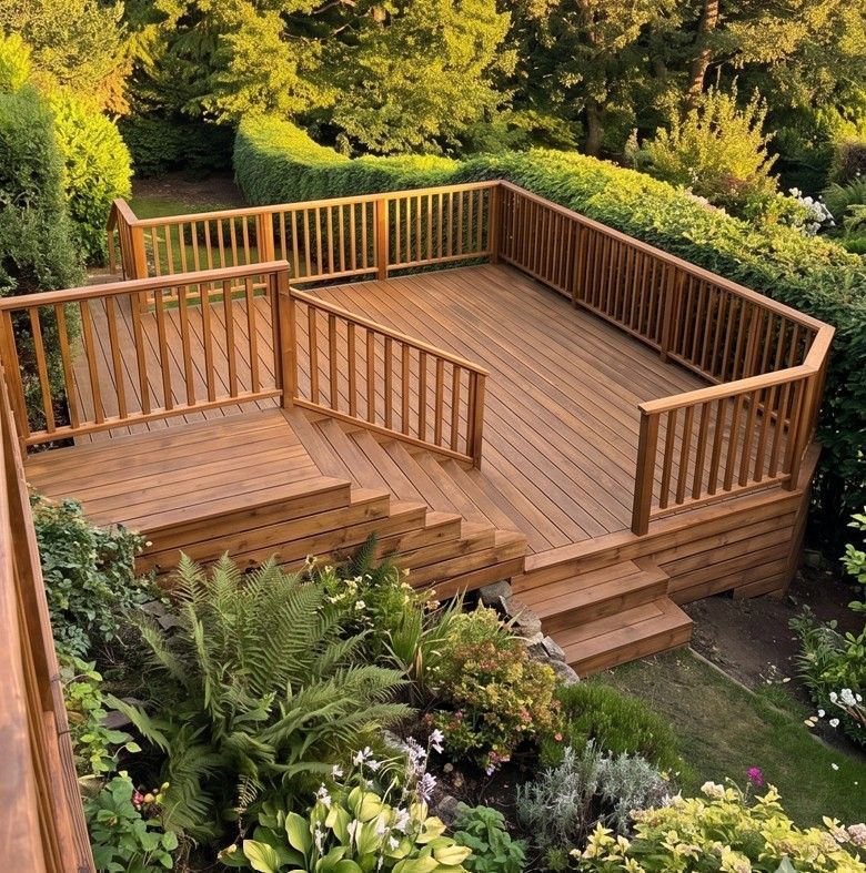 Multi-level high-rise decking installed in Cardiff by J&Z Fencing