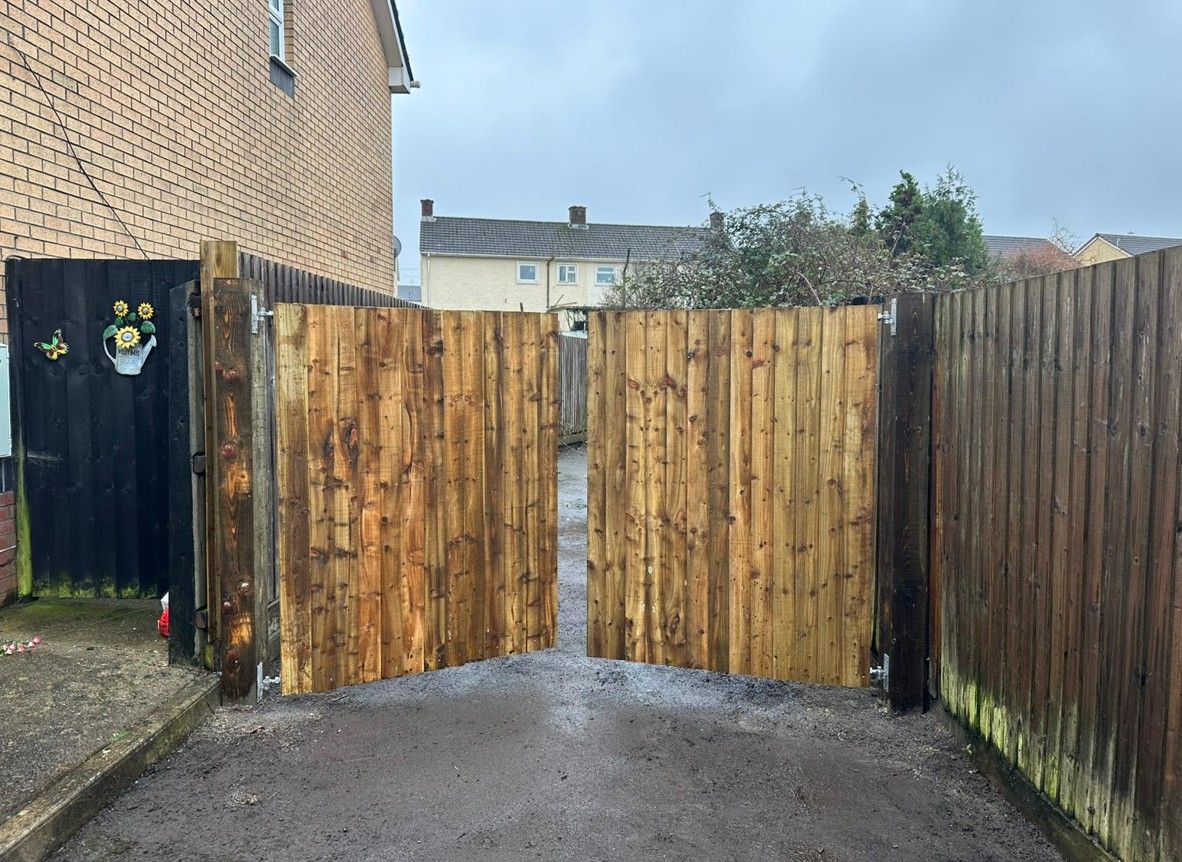 Wooden driveway gates installed in Penarth by J&Z Fencing Cardiff