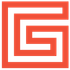 Abstract orange geometric logo with a white maze-like square pattern on a white background
