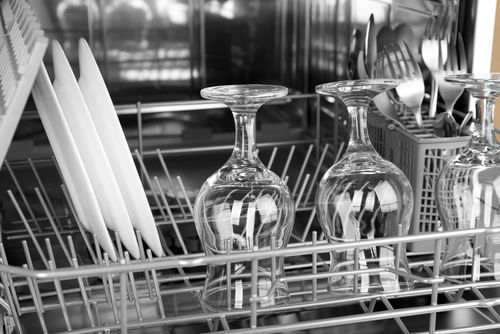 dishwasher with clean utensils