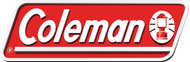 Coleman logo in white on a red rounded rectangle with a lantern icon