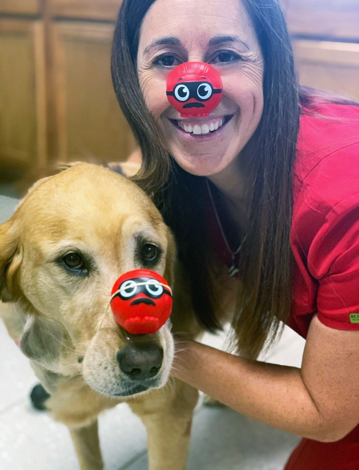 Breeze the Hopital mascot being playful
