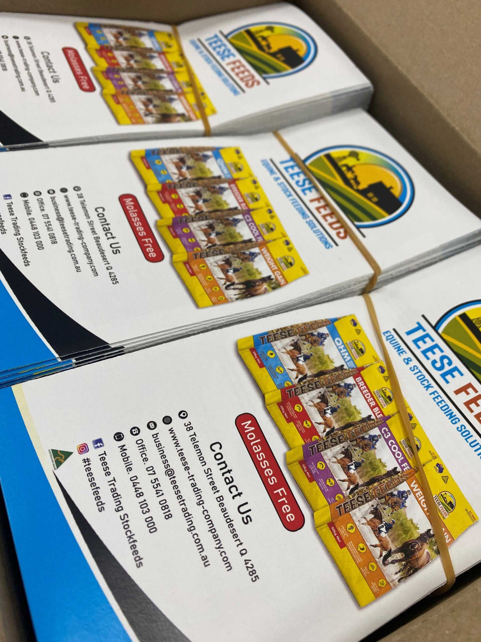 Three brochures for teese fields are stacked on top of each other