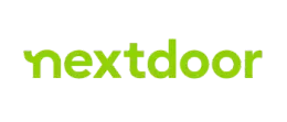 The nextdoor logo is green and white on a white background.