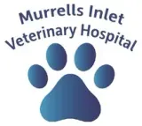 The murrells inlet veterinary hospital logo is a blue paw print.