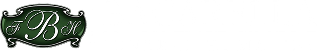 A dark green, decorative emblem featuring the ornate, interconnected white letters 