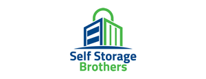 Self Storage Brothers logo with blue and green storage building icon and text