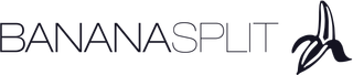 BANANASPLIT logo with stylized black text and a banana peel icon on a white background