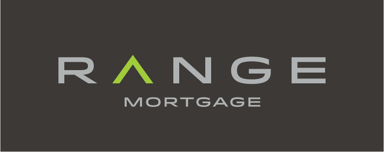 RANGE Mortgage logo in gray and green on a dark background