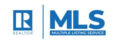 A blue and white logo for a realtor multiple listing service