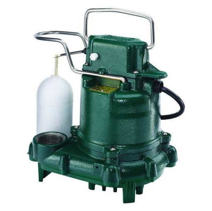 A green pump with a white float attached to it