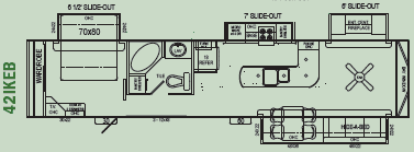 A floor plan of a rv with the model number 42ikeb