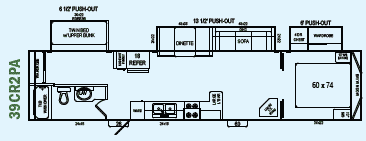 A black and white floor plan of a rv