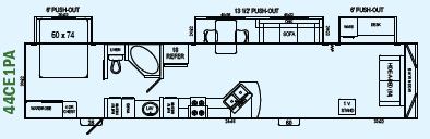 A black and white floor plan of a rv