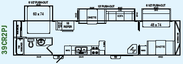 A black and white floor plan of a rv