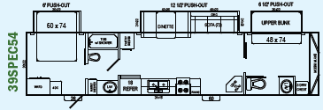 A black and white floor plan of a rv