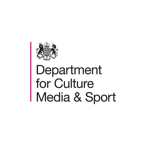 The logo for the department for culture , media and sport.