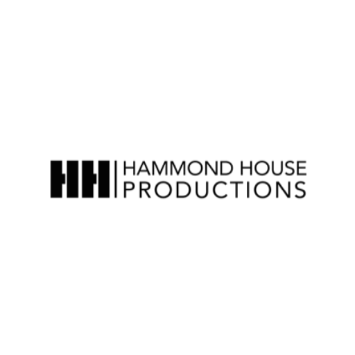 The hammond house productions logo is black and white on a white background.