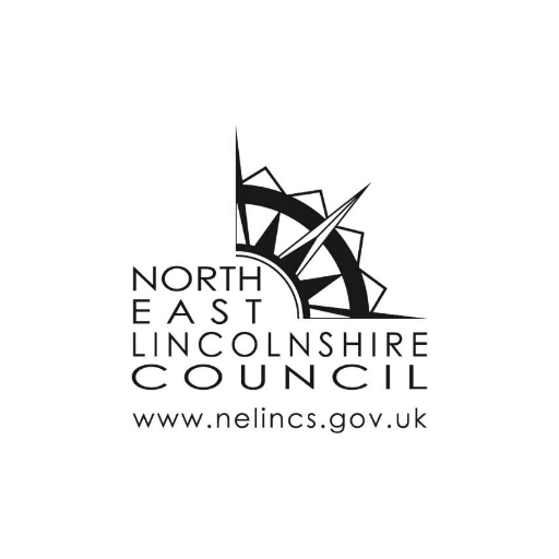 A black and white logo for the north east lincolnshire council
