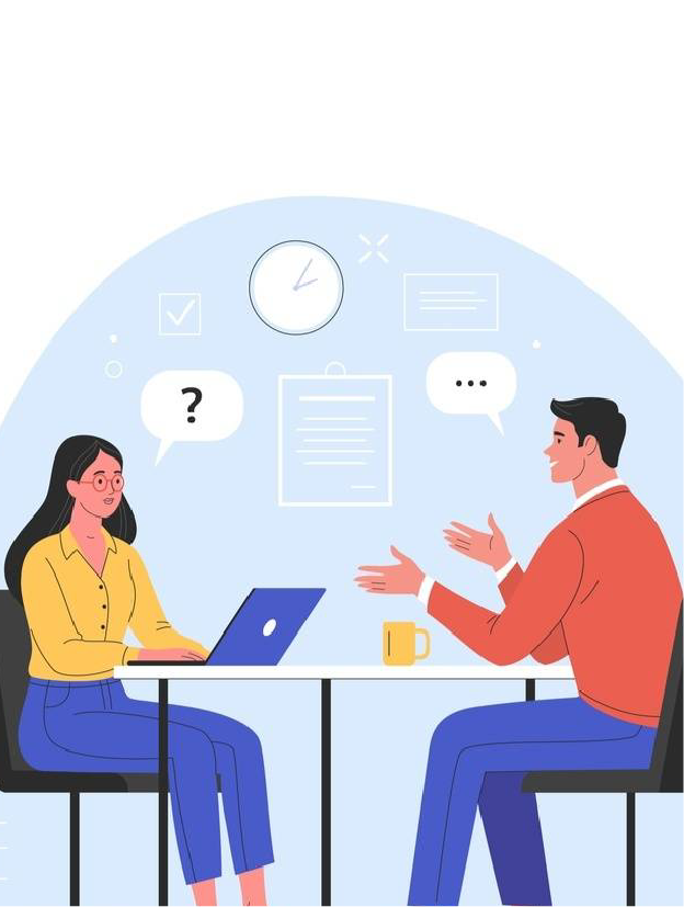 A man and a woman are sitting at a table with a laptop.