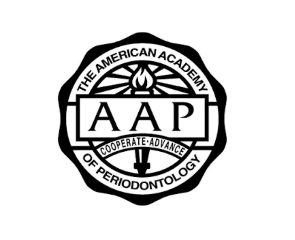American Academy of Periodontology logo with AAP letters in a black-and-white seal