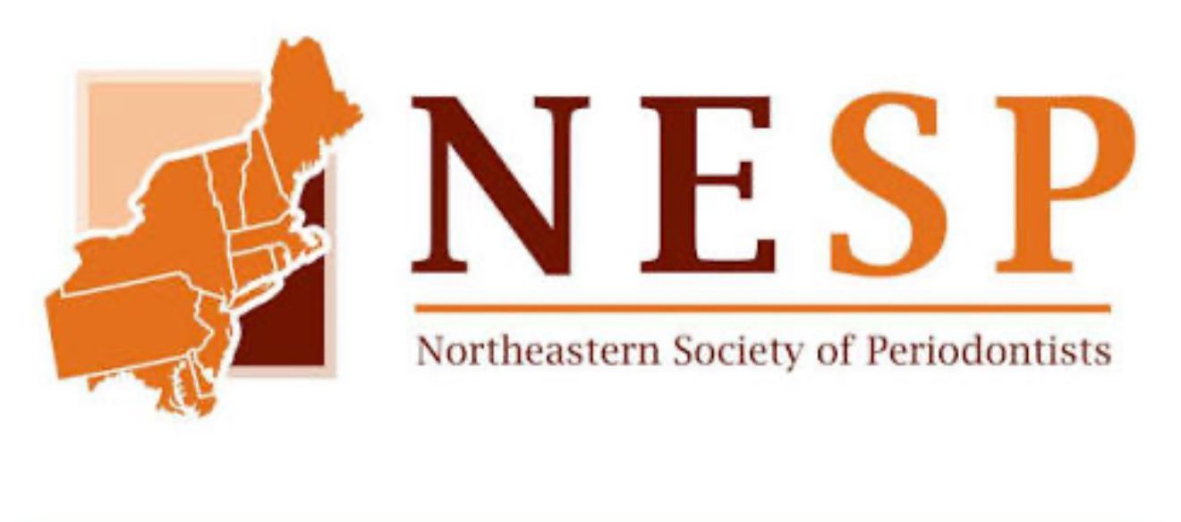 NESP logo with orange Massachusetts map and maroon “NESP” text, Northeastern Society of Periodontists