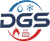 Logo DGS con lettere blu, arco rosso e blu, icone di goccia d’acqua, fiocco di neve, fiamma e riscaldamento
