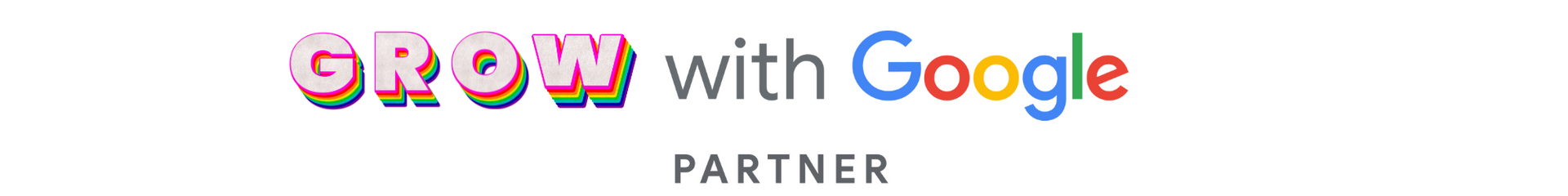 Grow with Google Partner logo in pink and gray text on a white background