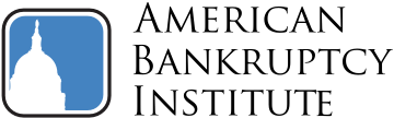 Logo of the American Bankruptcy Institute with a blue square containing a white Capitol building silhouette.
